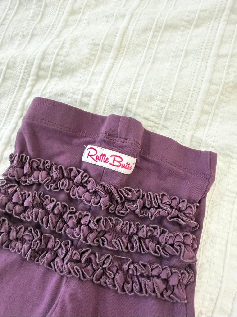 RuffleButts Baby Girl Purple Ruffle Leggings 6–12M
